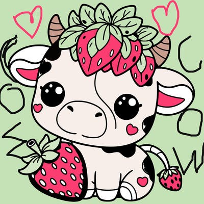 cute strawberry cow