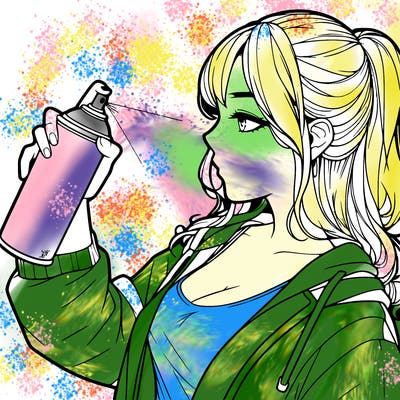 a realistic girl spray, painting