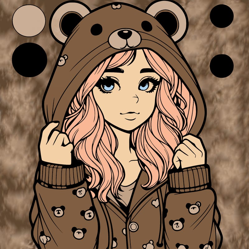 realistic girl in a animal pjs hoodie