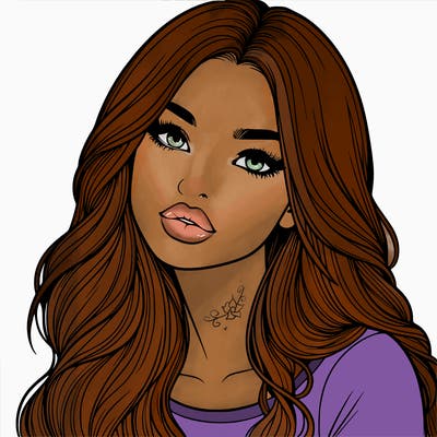 realistic girl with hair on her hair and lips