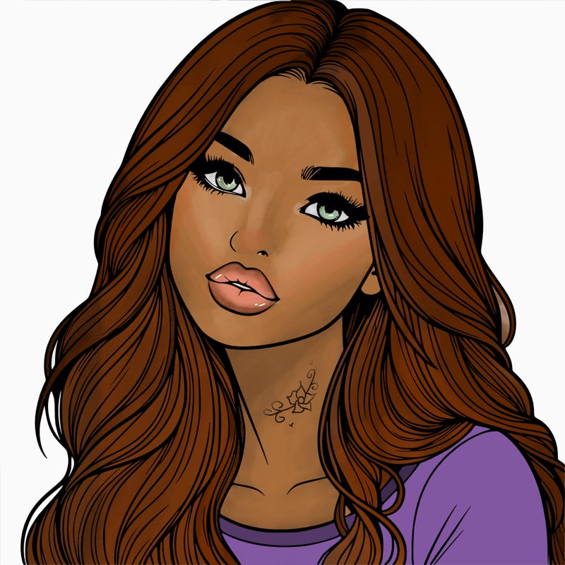 realistic girl with hair on her hair and lips