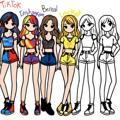 a group of girls wearing crop tops and shorts