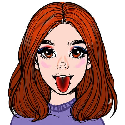 realistic girl with her tongue out