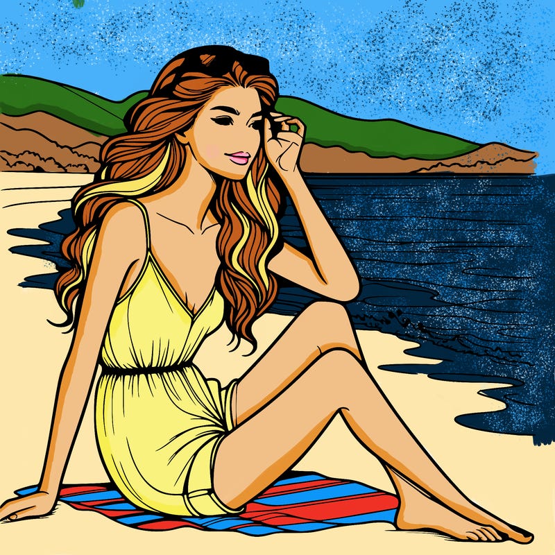 realistic girl at the beach