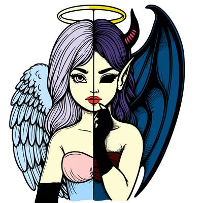 realistic angel half demon