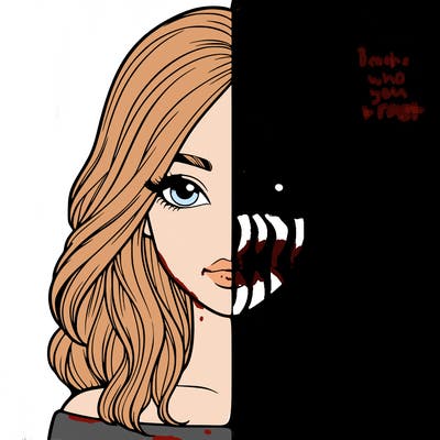 realistic girl in half