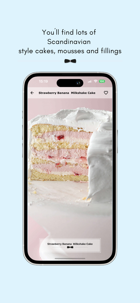 Love, Manuela - Love Manuela 베이킹 앱에 소개된 딸기 바나나 밀크셰이크 케이크 클로즈업