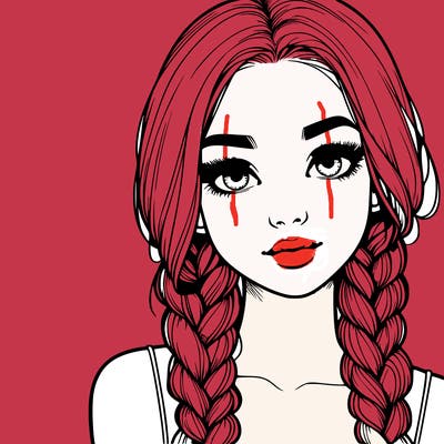 realistic girl with braids