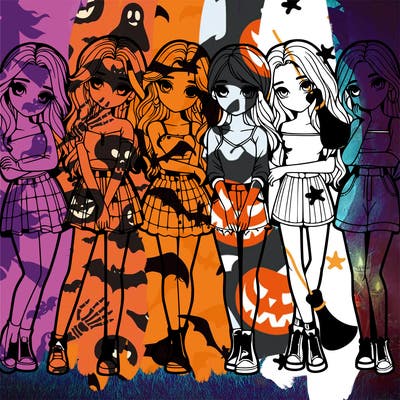 a group of girls realistic