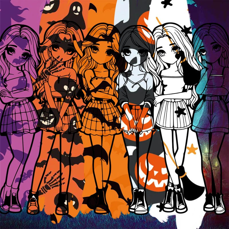 a group of girls realistic