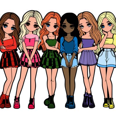 a group of girls realistic