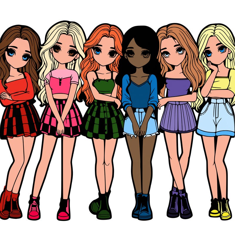 a group of girls realistic
