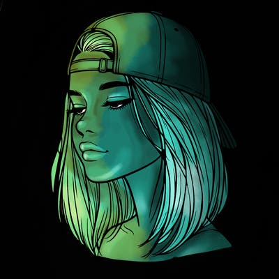 realistic  girl with a backwards hat