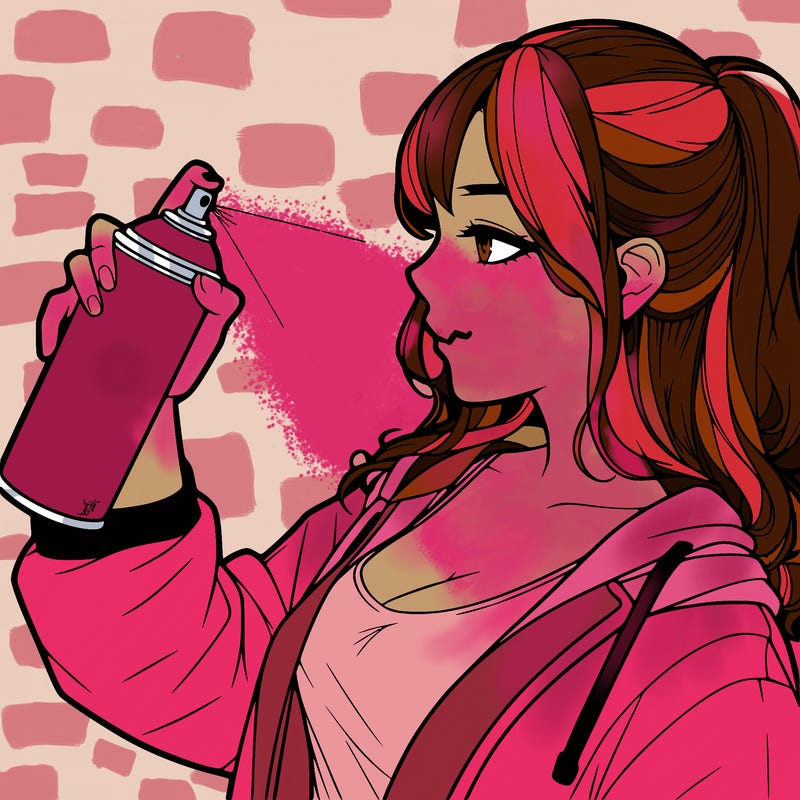 a realistic girl spray, painting