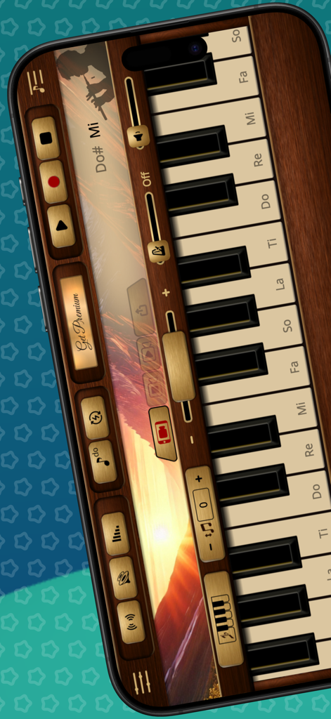 Duduk Sim - Screenshot of the Duduk Sim app displaying a virtual keyboard and music production controls