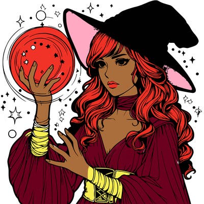 realistic women sorcerer using magic