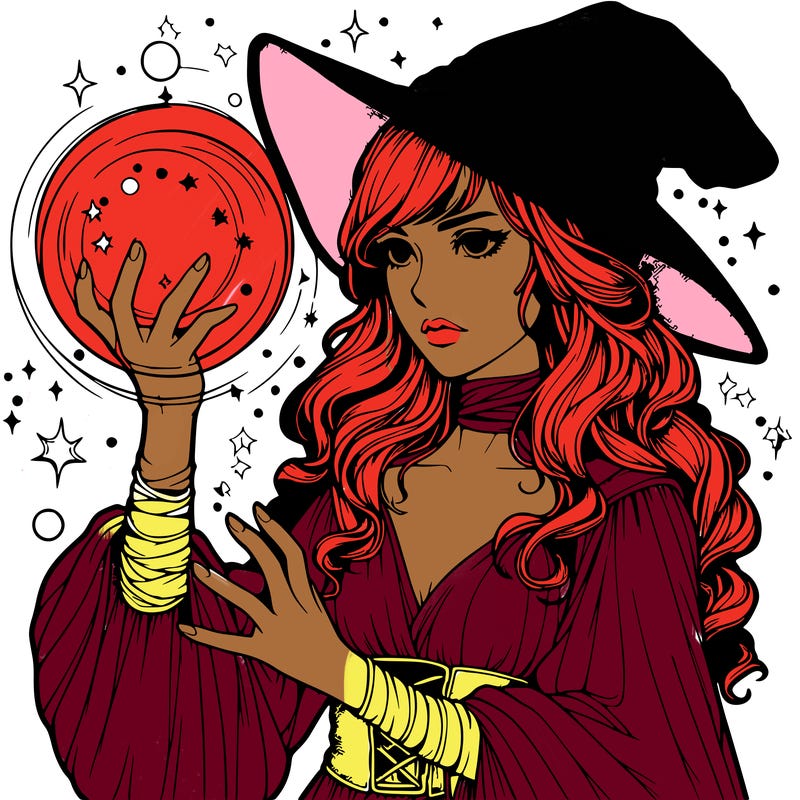 realistic women sorcerer using magic