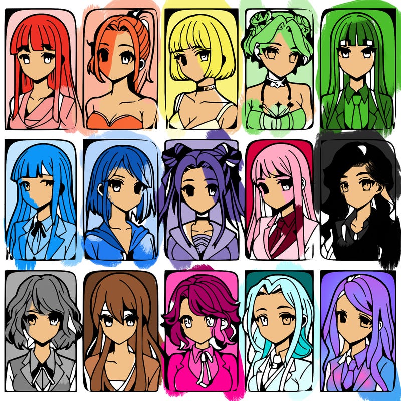 girls that look diffrent anime