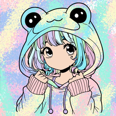 a cute teenage girl wearing a frog hoodie