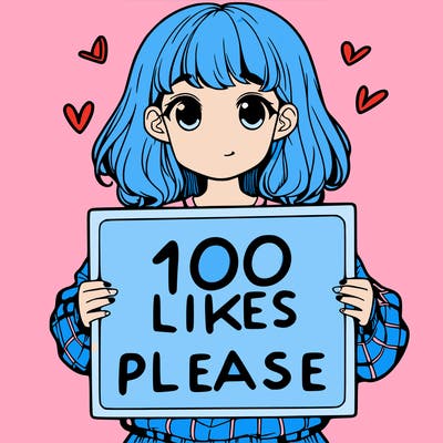 a girl holding a sign saying 100 likes please