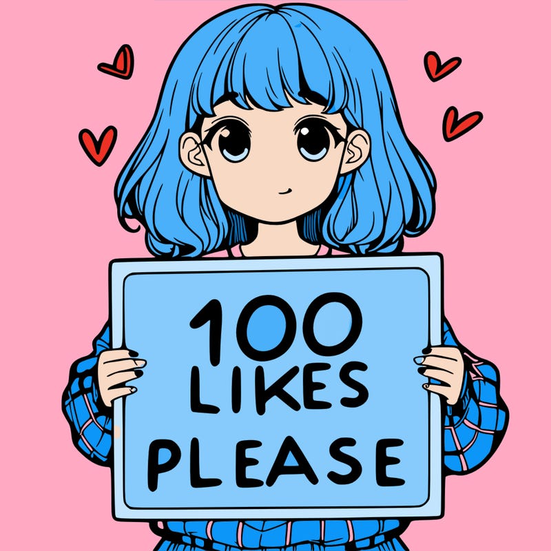 a girl holding a sign saying 100 likes please