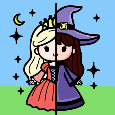 split princess and witch