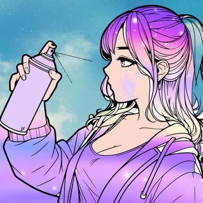 a realistic girl spray, painting