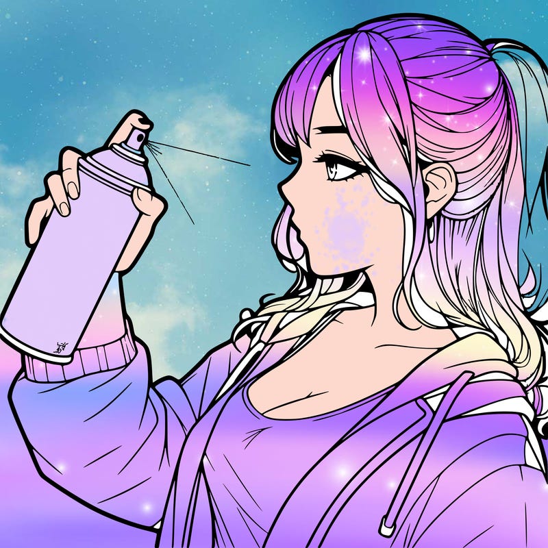 a realistic girl spray, painting