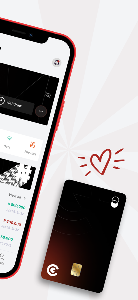 A mobile phone displaying the Aimtoget Wallet fintech app interface next to a sleek black payment card