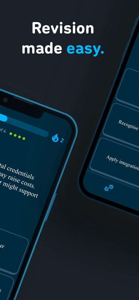 Revu - Scroll & Study - Ein Smartphone zeigt die Revu-App-Lernoberfläche mit der Überschrift "Revision leicht gemacht"