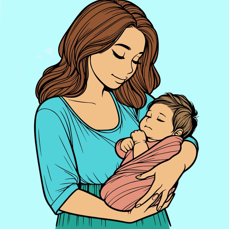 mother holding baby realistic