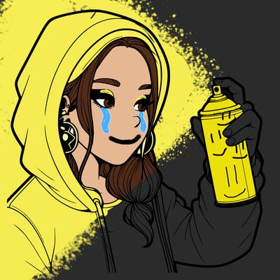 a realistic girl, spray painting