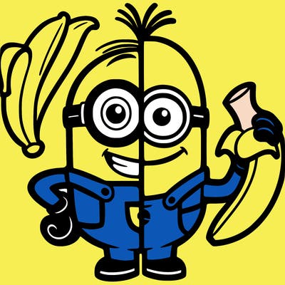 split drawing mega minions gus bannana