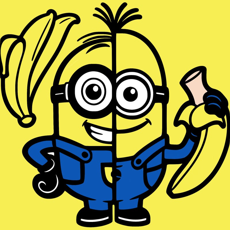 split drawing mega minions gus bannana