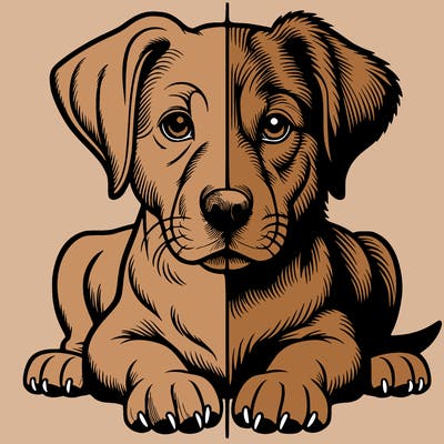 realistic dog split picture