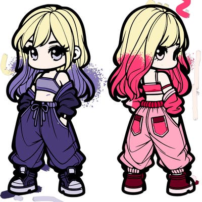 girl in crop top and baggy pants