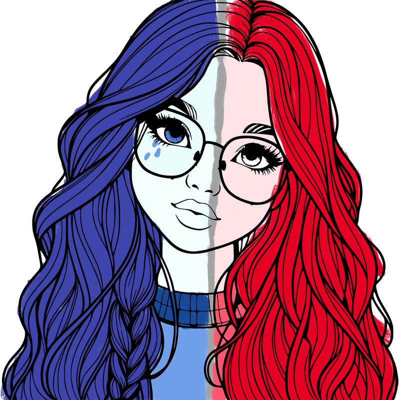 girl with long hair and freckles and glasses realistic
