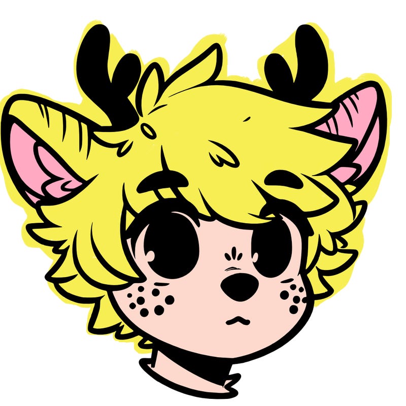 a humanoid deer with soft fluffy ears