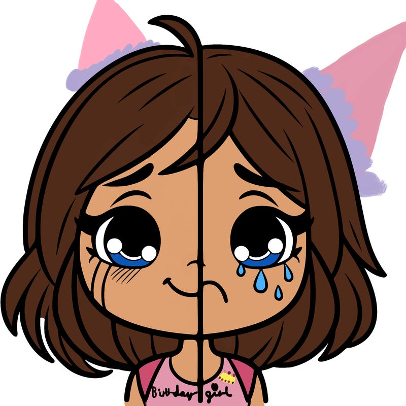 split girl happy and sad