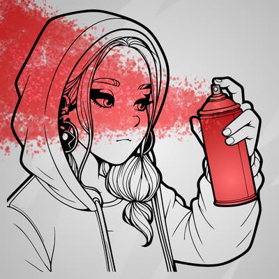 a realistic girl, spray painting