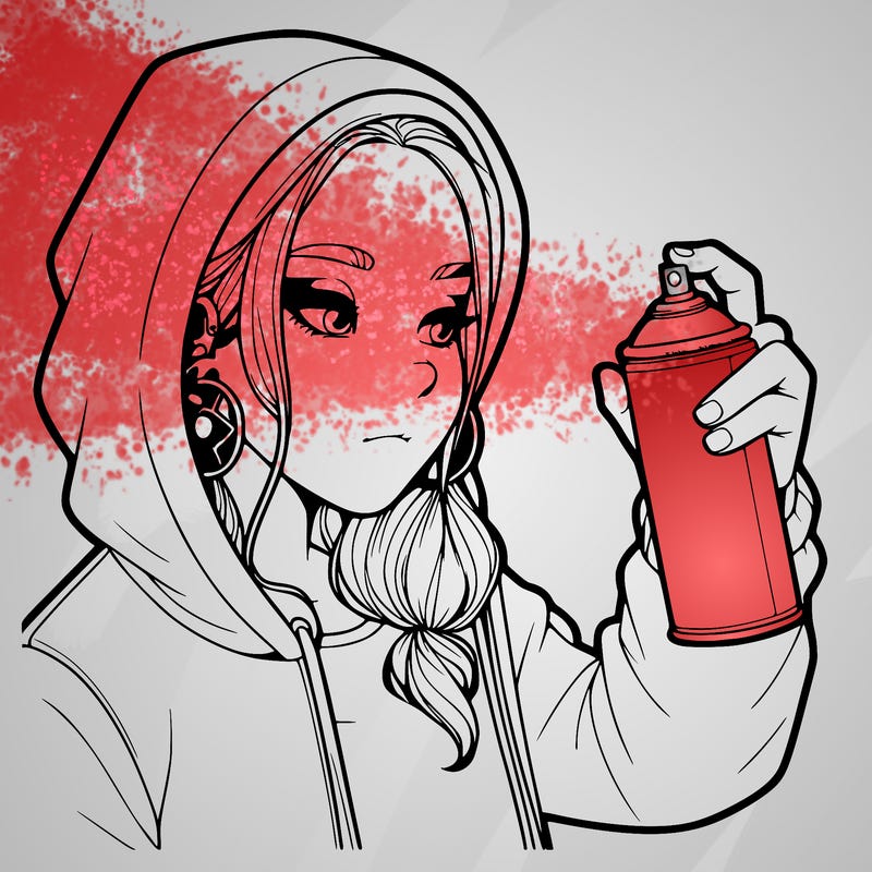 a realistic girl, spray painting