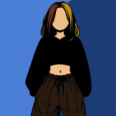 realistic girl faceless with baggy pants and a crop top