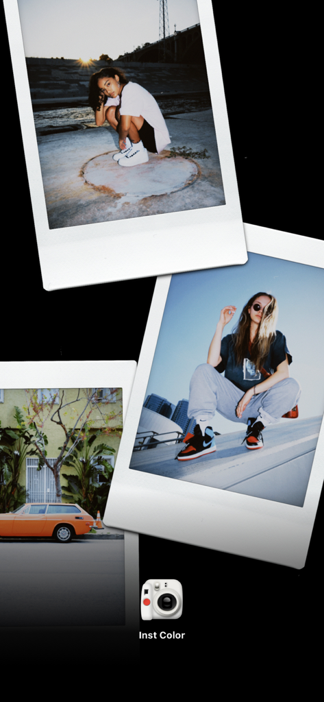 Trois photos style polaroid avec une esthétique vintage capturées à l'aide de Dazz Cam