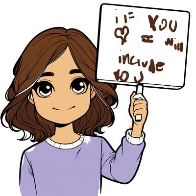 realistic girl holding up a sign