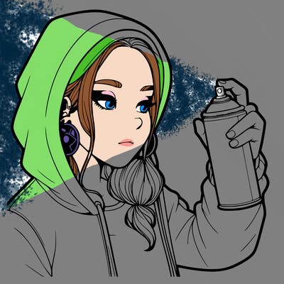 a realistic girl, spray painting