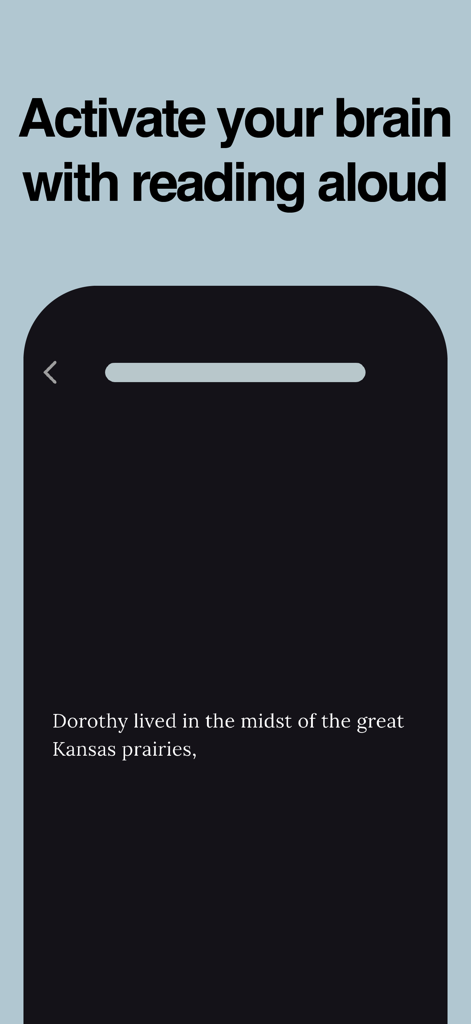 BrainDojo: Brain Training Game - Una captura de pantalla de la aplicación BrainDojo que muestra el ejercicio de lectura en voz alta para el entrenamiento cerebral.