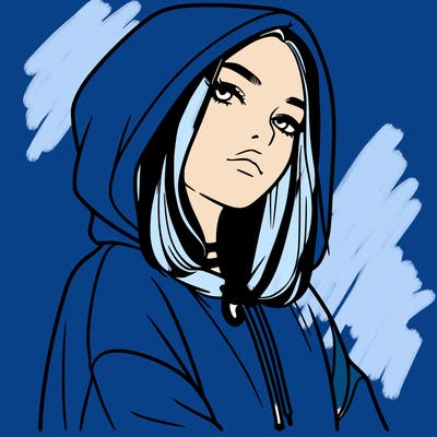 a realistic girl in a hoodie