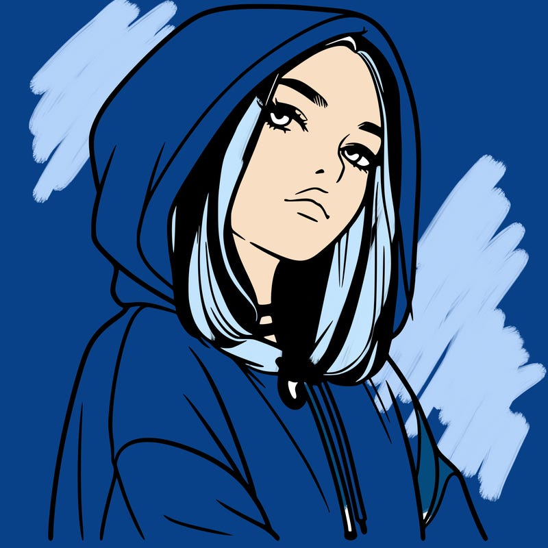 a realistic girl in a hoodie