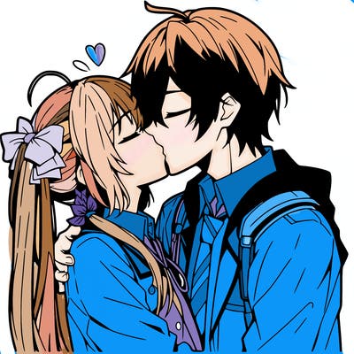 anime girl kissing anime boy