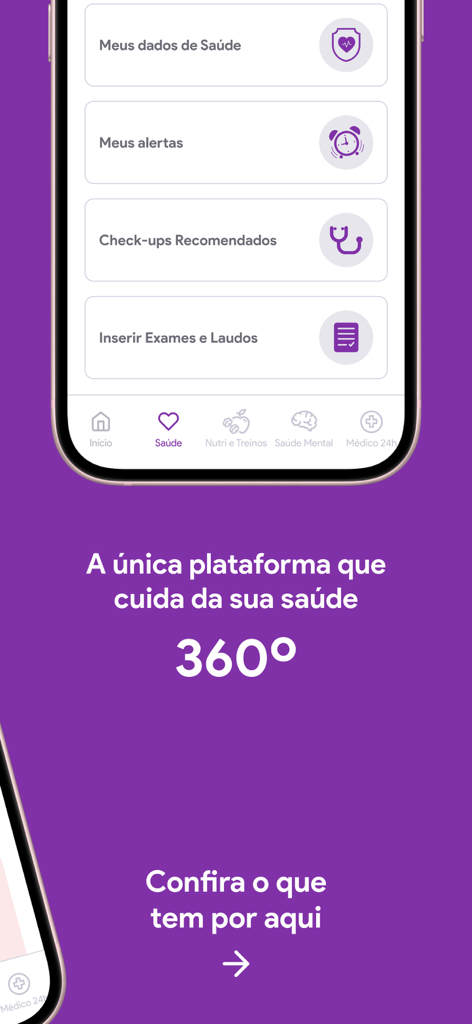 Clude - Interfaccia dell'app sanitaria Clude che mostra avvisi sui dati sanitari e controlli raccomandati